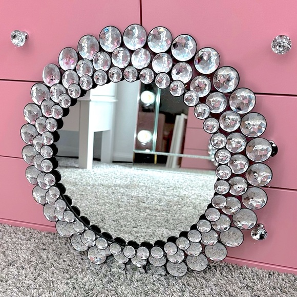 Other - Glam Crystal Circle Hanging Mirror Beauty Room Decor Office Bedroom Decor